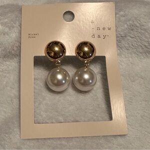 A New Day Gold and Silver Pearl Drop Earrings